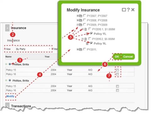 Assigning insurance to a party in Claims form
