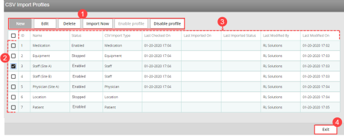 CSV Import Profile page