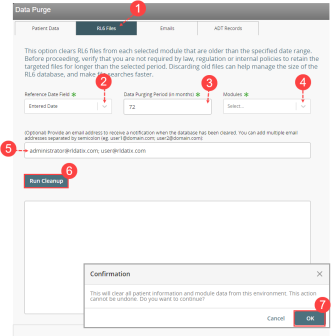RL6 Files tab of Data Purge page