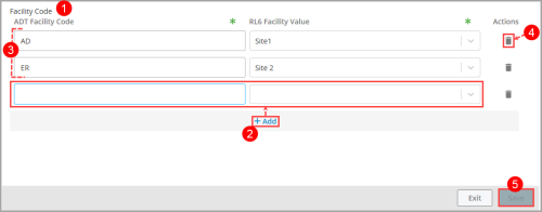 Mapping HL7/ADT codes to RL6 facility values