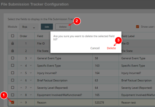Delete confirmation message