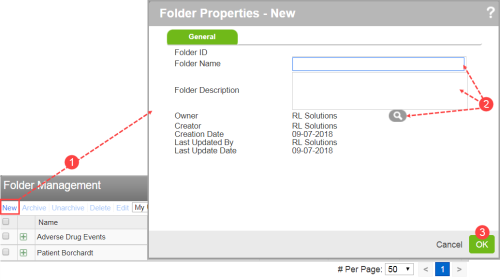 create a new folder in Folder Management