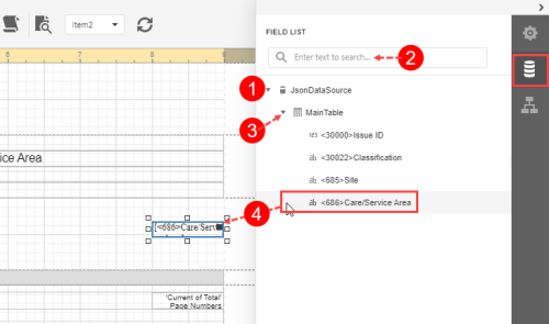 Field List panel in Report Designer
