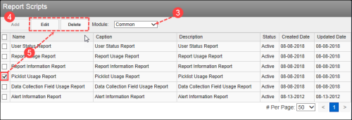 Report Scripts page