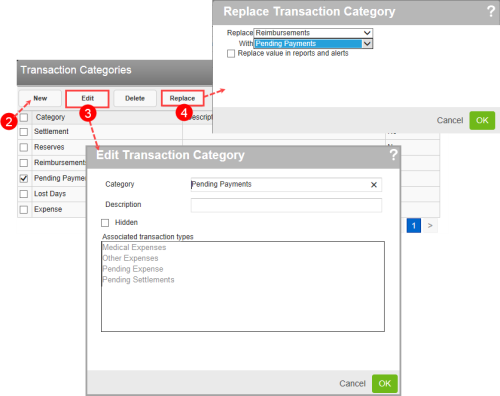 Transaction Categories page